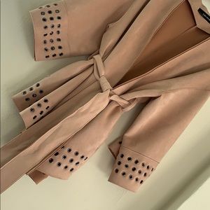 Faux Suede Pal Pink Kimono Jacket with eyelets